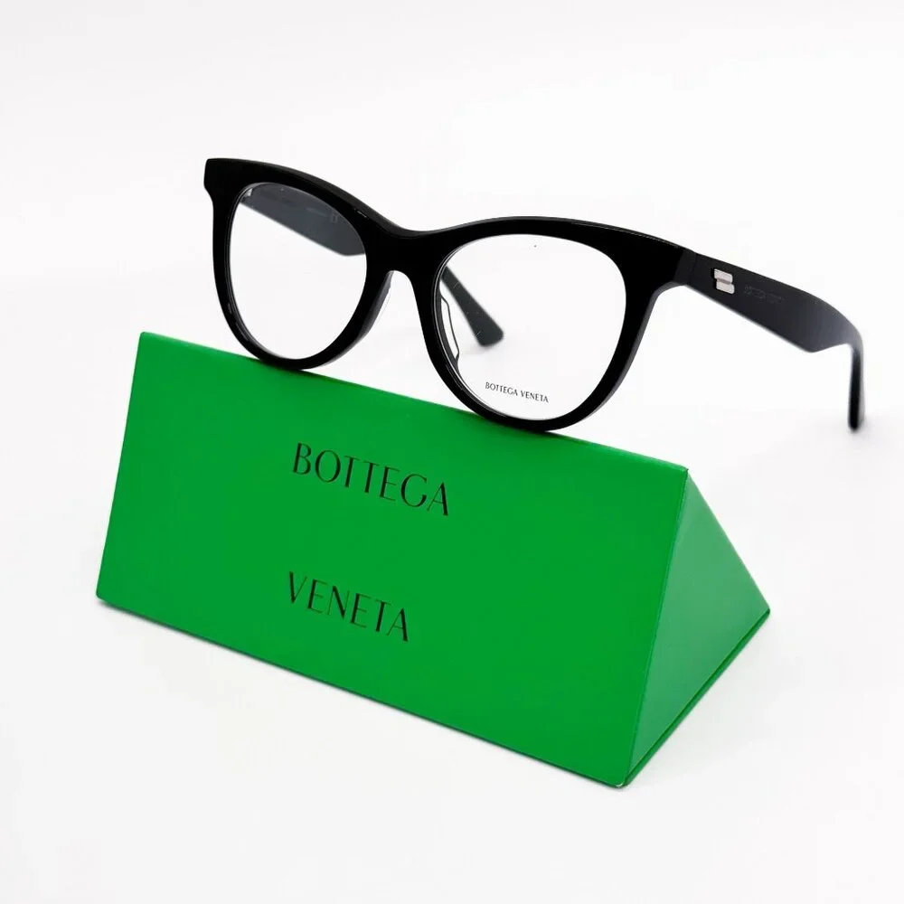 NEW BOTTEGA VENETA EYEGLASSES BV1064O 001 ROUND BLACK WOMEN EYEWEAR